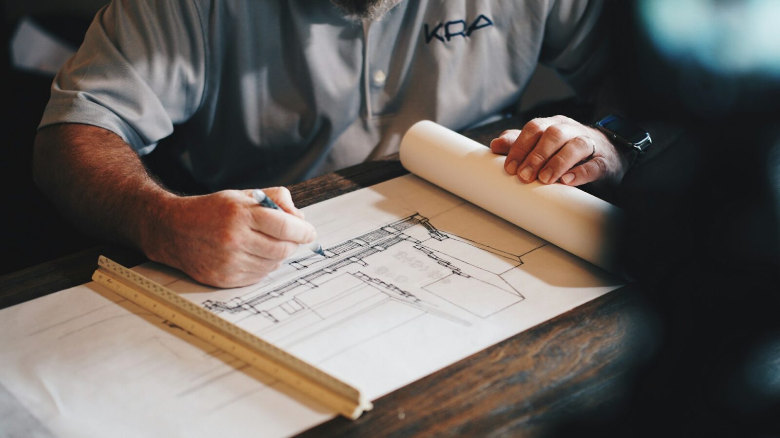 Engineer reviewing structural drawings